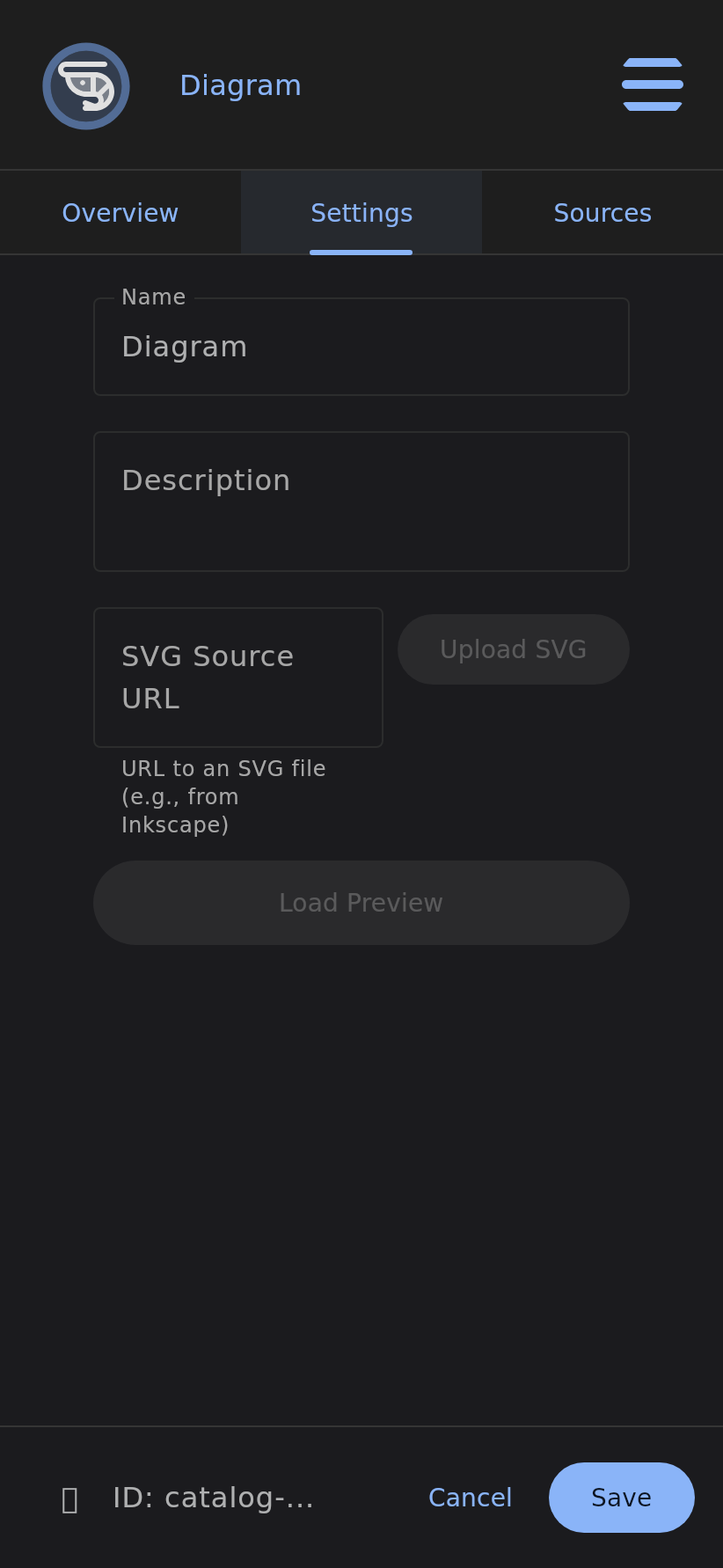 Diagram settings screen
