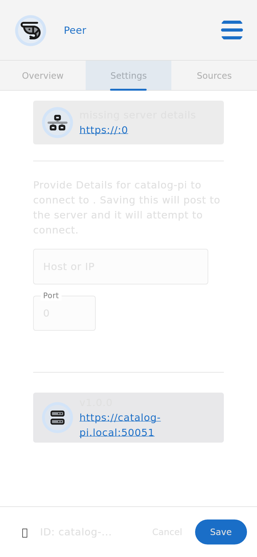Peer settings screen