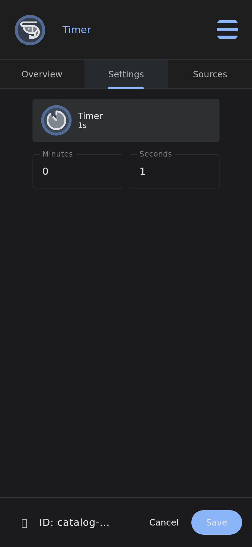 Timer trigger settings screen